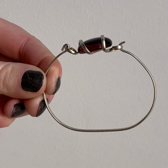 Bangle Bracelet with Purple Translucent Stone - Picture 7 of 8